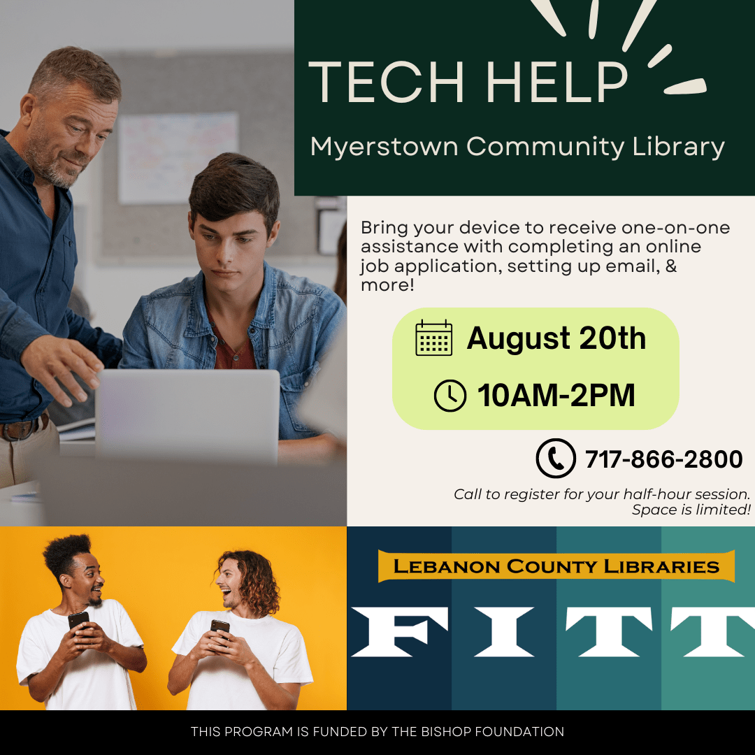August Tech Help at Myerstown Library