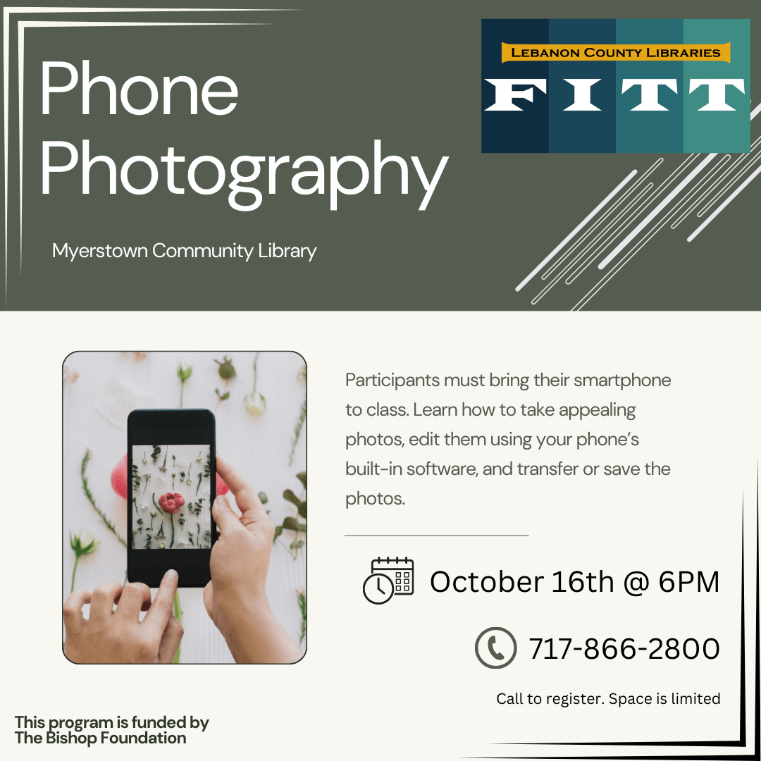 Phone Photography at Myerstown Library October 16