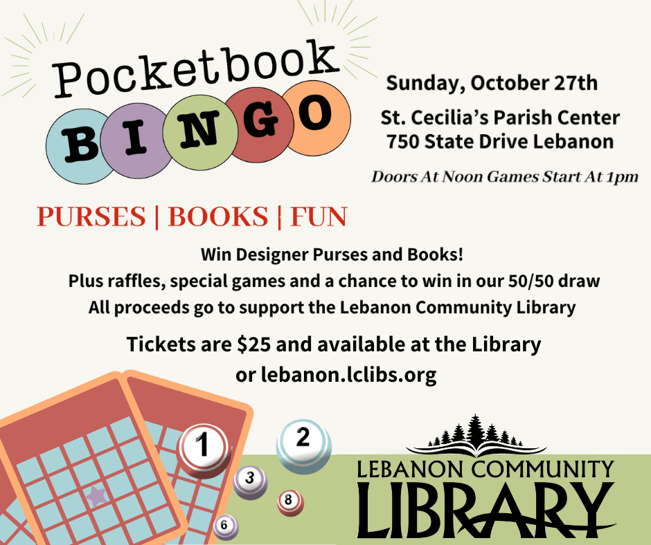 Pocketbook Bingo at Lebanon Library October 27