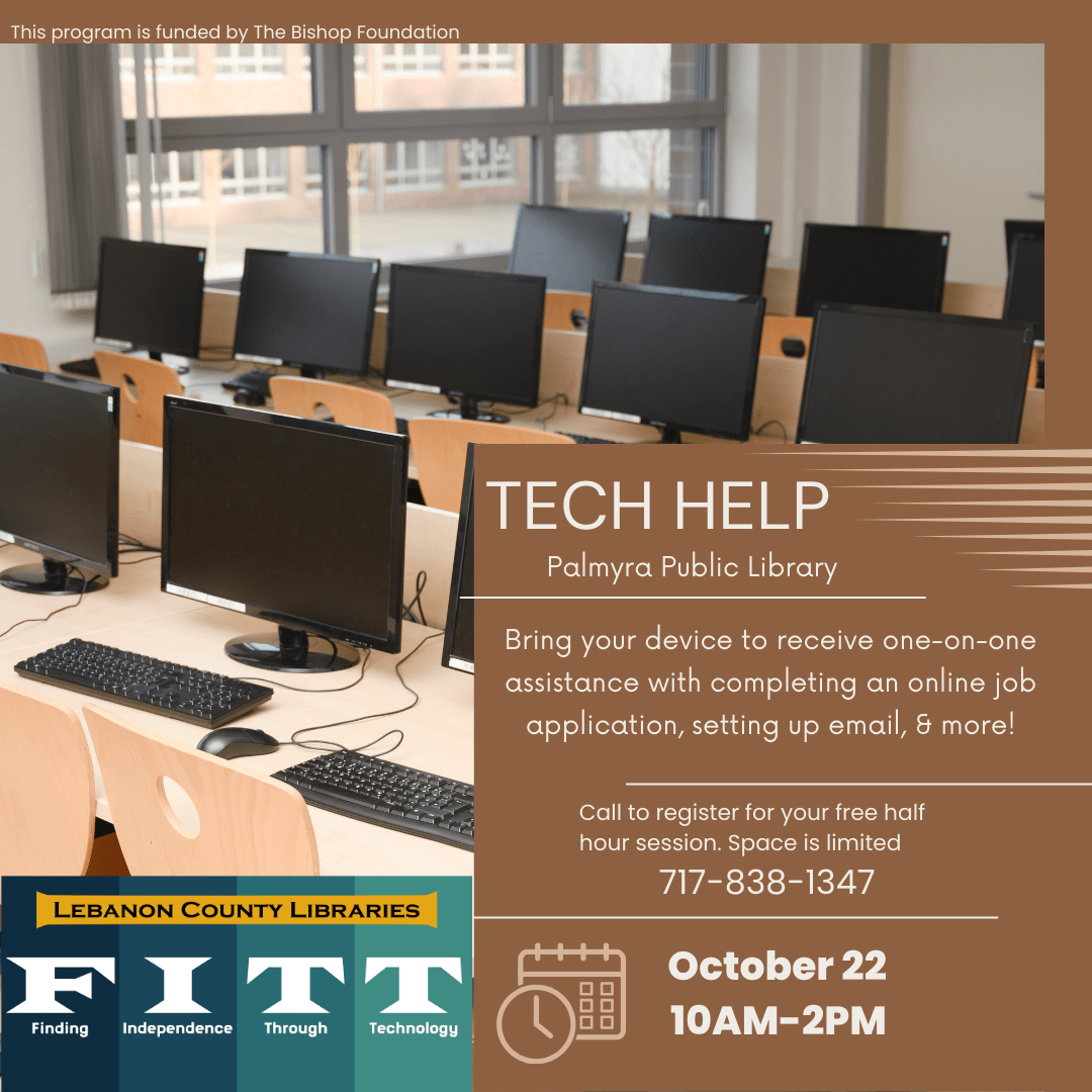 Tech Help at Palmyra Library October 22