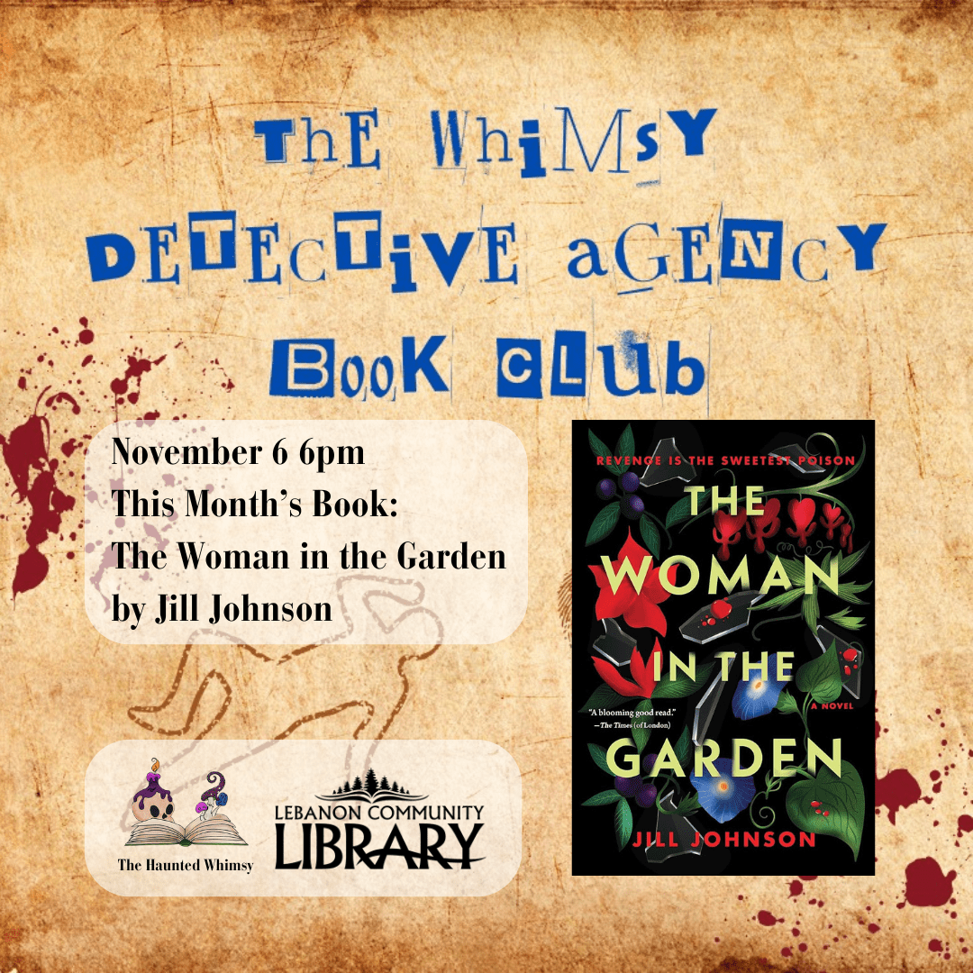 Whimsy Detective Agency Book Club Nov 6 6pm at the Lebanon Library