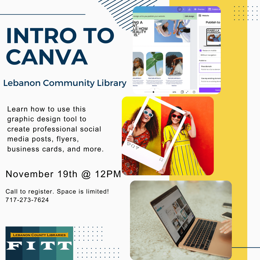 Intro to Canva in November at Lebanon Library