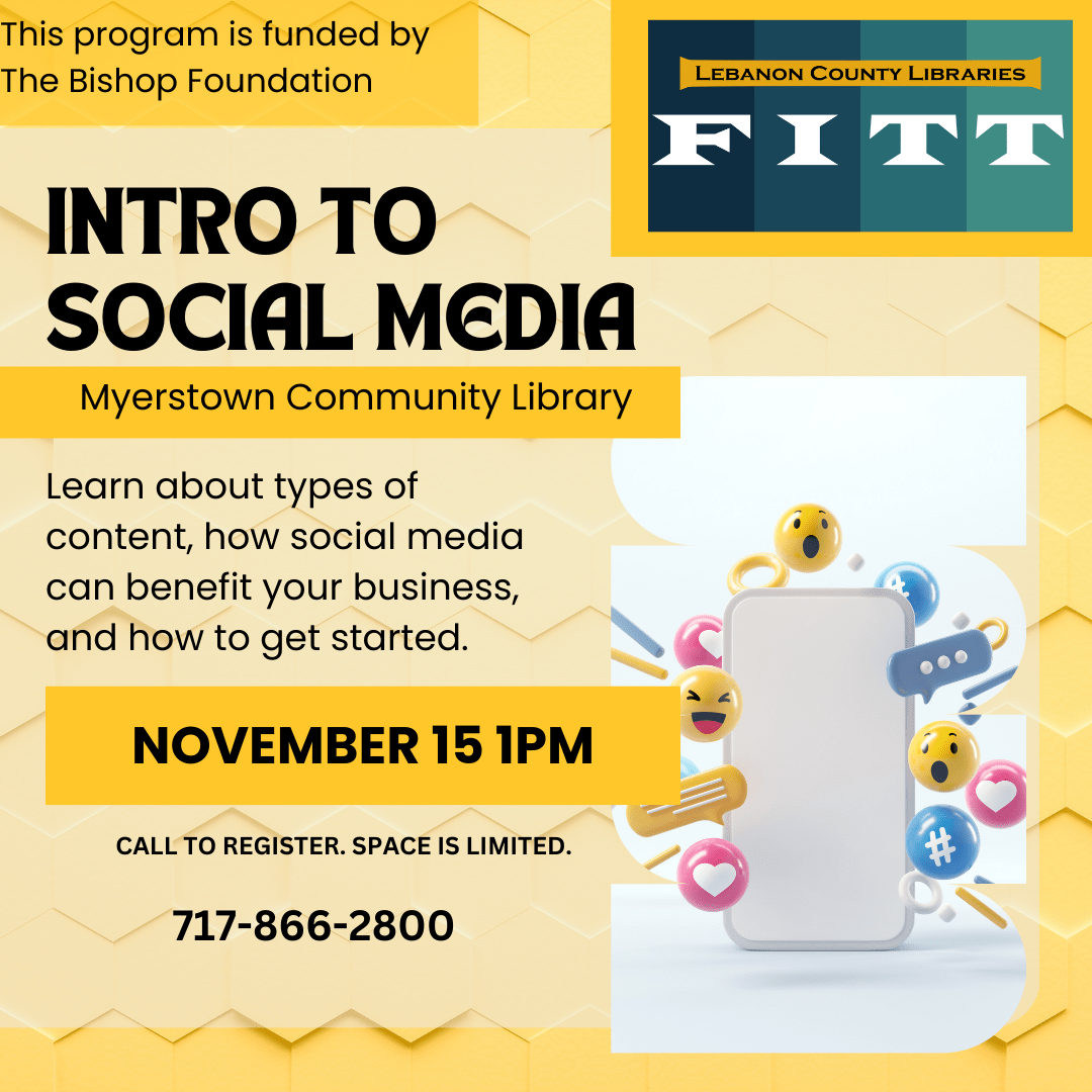 Intro to Social Media in November at Myerstown Library