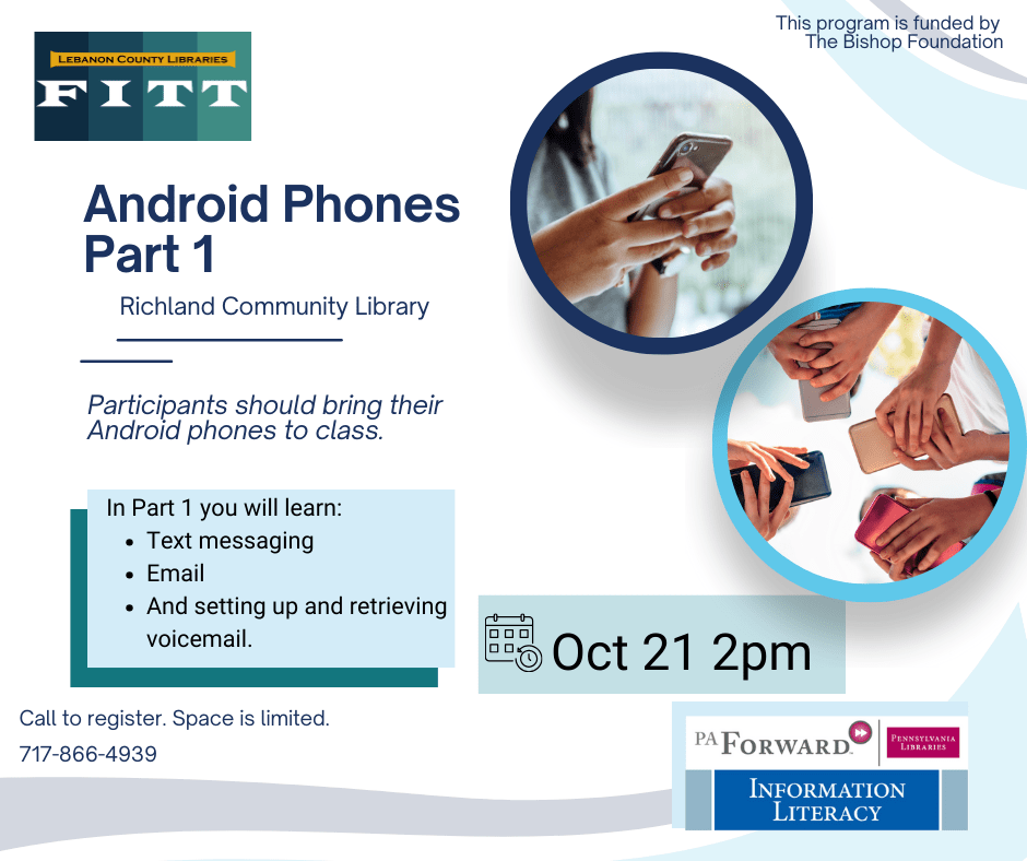 Android Phones Part 1 at Richland Library October 21 at 2pm