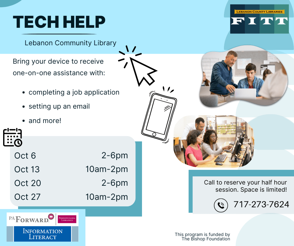 Tech Help at the Lebanon Library Mondays in October