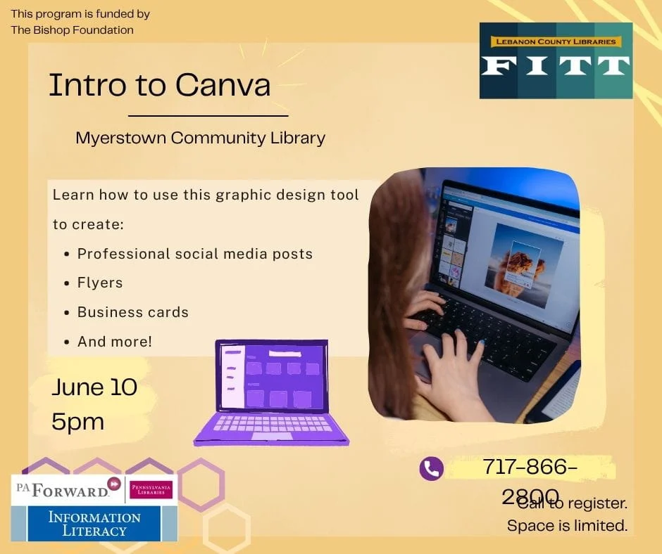 Intro to Canva at Myerstown Library June 10