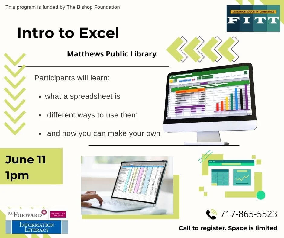 Intro to Excel at Matthews Library June 11